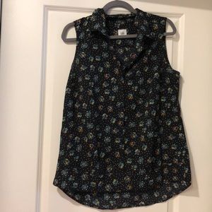 Sleeveless black floral top